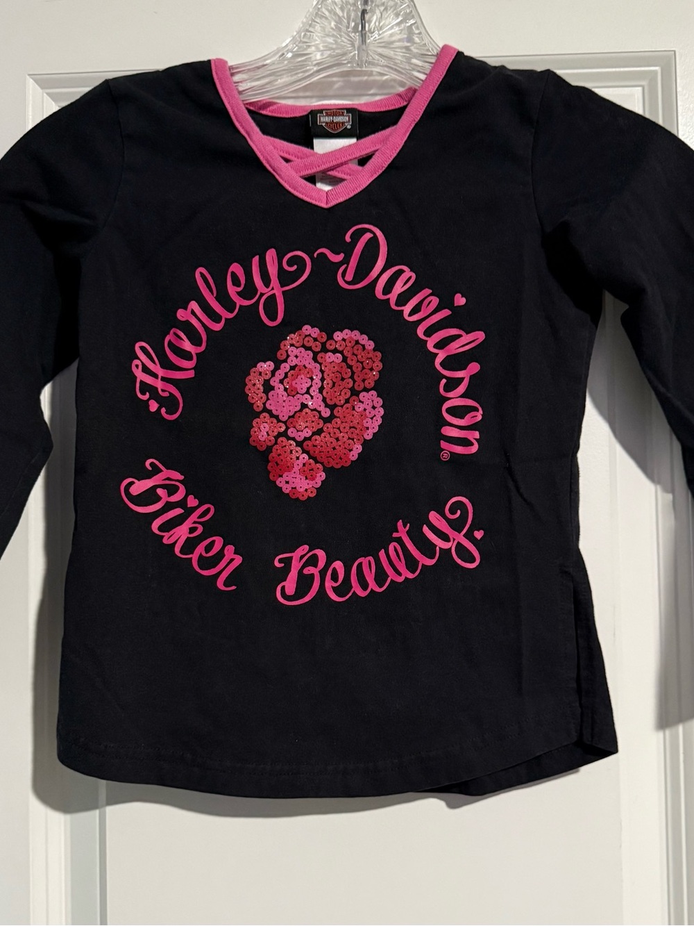 Harley-Davidson Girls' Black & Pink 'Biker Beauty' Long Sleeve Top
